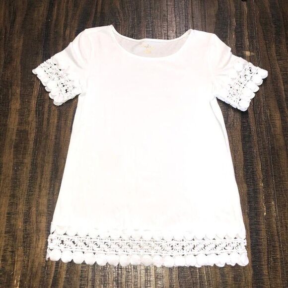 Lilly Pulitzer Womens Size 2XS Shirt Hayes Top Short Sleeved Scoop Neck White - Picture 1 of 8